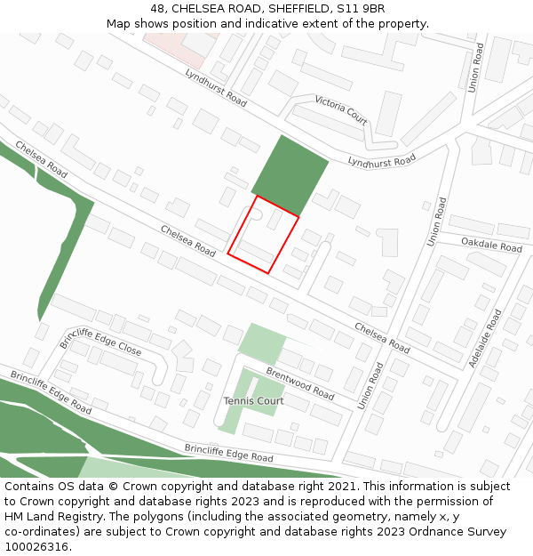 48, CHELSEA ROAD, SHEFFIELD, S11 9BR: Location map and indicative extent of plot