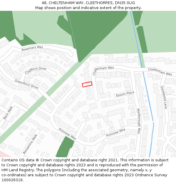 48, CHELTENHAM WAY, CLEETHORPES, DN35 0UG: Location map and indicative extent of plot
