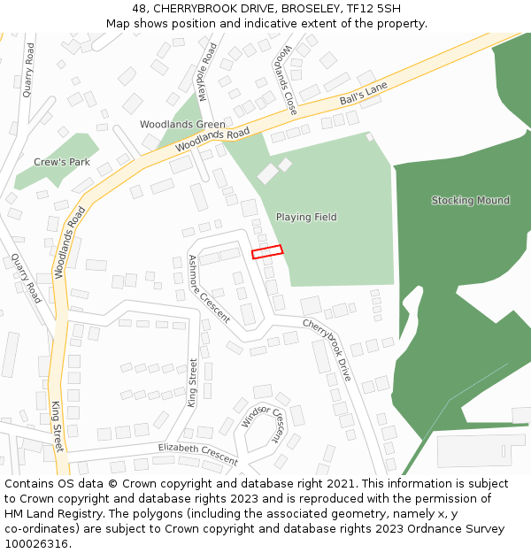 48, CHERRYBROOK DRIVE, BROSELEY, TF12 5SH: Location map and indicative extent of plot