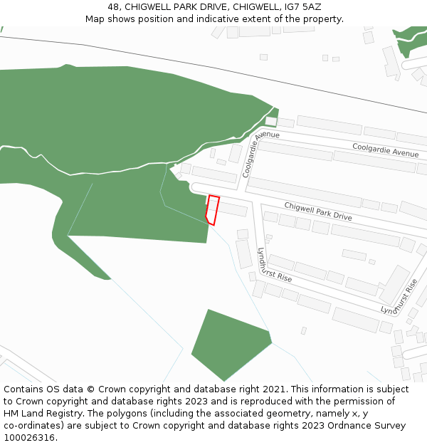 48, CHIGWELL PARK DRIVE, CHIGWELL, IG7 5AZ: Location map and indicative extent of plot