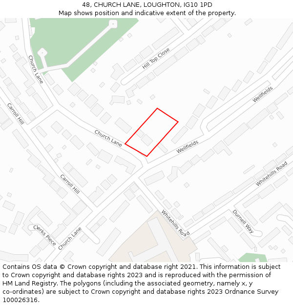 48, CHURCH LANE, LOUGHTON, IG10 1PD: Location map and indicative extent of plot