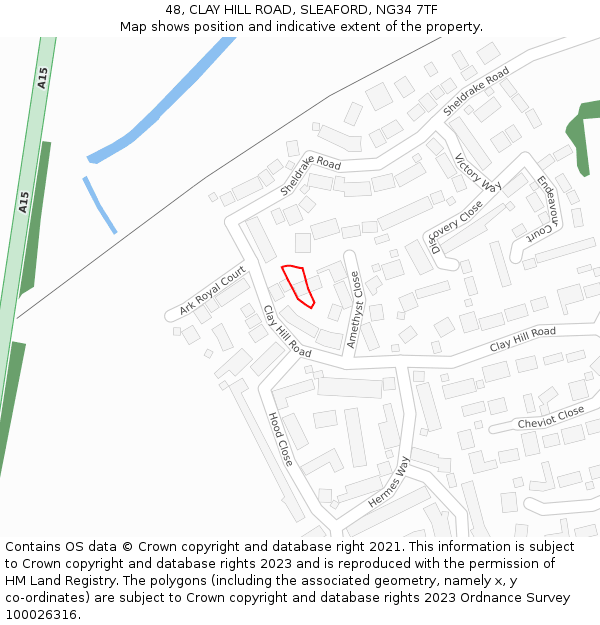 48, CLAY HILL ROAD, SLEAFORD, NG34 7TF: Location map and indicative extent of plot