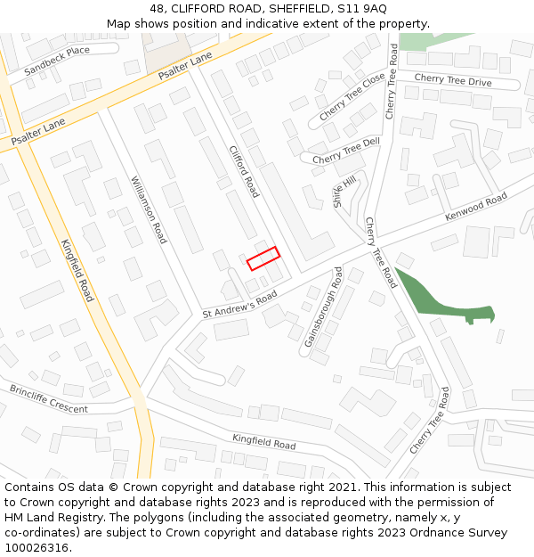 48, CLIFFORD ROAD, SHEFFIELD, S11 9AQ: Location map and indicative extent of plot