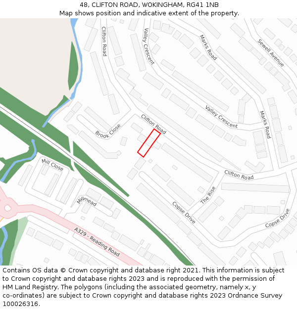 48, CLIFTON ROAD, WOKINGHAM, RG41 1NB: Location map and indicative extent of plot