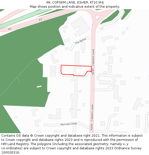 48, COPSEM LANE, ESHER, KT10 9HJ: Location map and indicative extent of plot