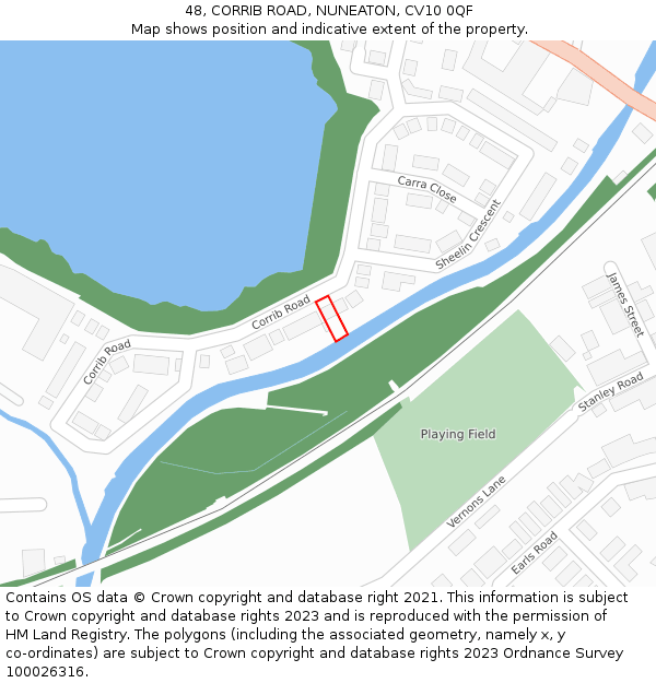 48, CORRIB ROAD, NUNEATON, CV10 0QF: Location map and indicative extent of plot