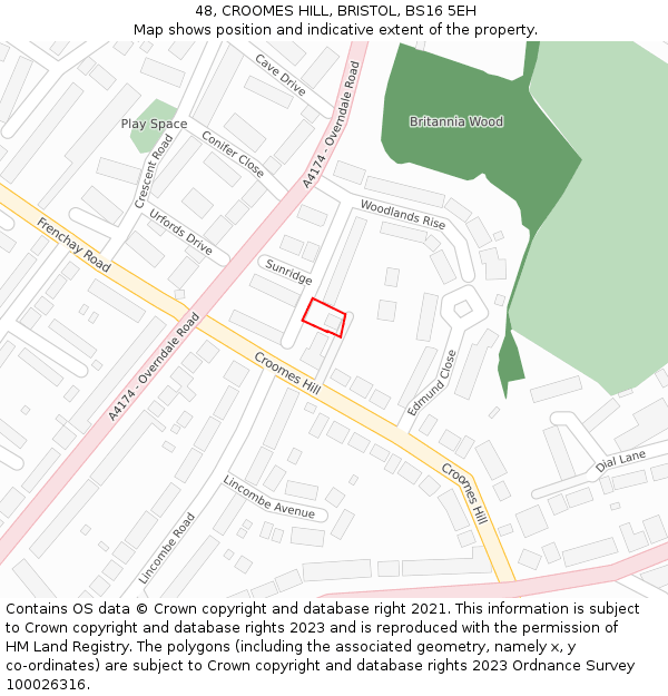 48, CROOMES HILL, BRISTOL, BS16 5EH: Location map and indicative extent of plot