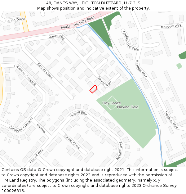 48, DANES WAY, LEIGHTON BUZZARD, LU7 3LS: Location map and indicative extent of plot