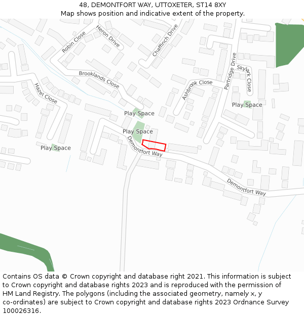 48, DEMONTFORT WAY, UTTOXETER, ST14 8XY: Location map and indicative extent of plot