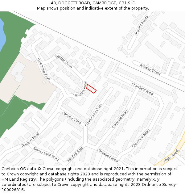 48, DOGGETT ROAD, CAMBRIDGE, CB1 9LF: Location map and indicative extent of plot
