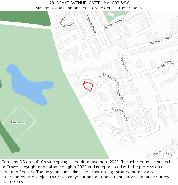 48, DRAKE AVENUE, CATERHAM, CR3 5AW: Location map and indicative extent of plot