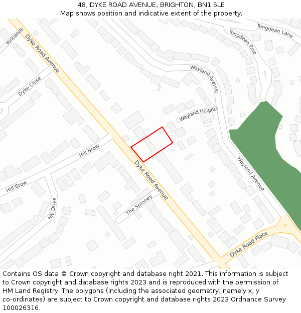 48, DYKE ROAD AVENUE, BRIGHTON, BN1 5LE: Location map and indicative extent of plot