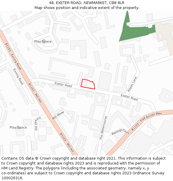 48, EXETER ROAD, NEWMARKET, CB8 8LR: Location map and indicative extent of plot