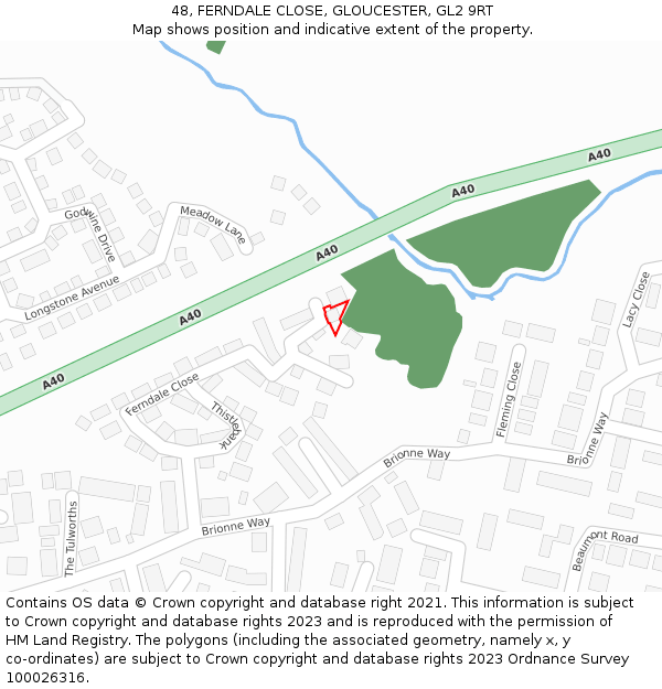 48, FERNDALE CLOSE, GLOUCESTER, GL2 9RT: Location map and indicative extent of plot