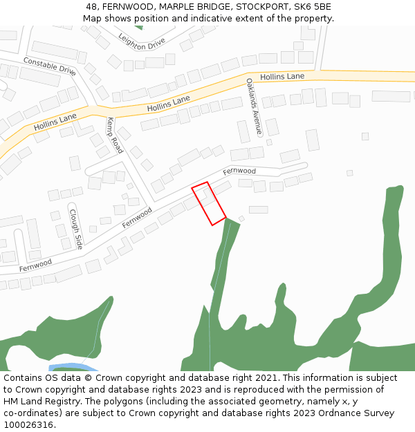 48, FERNWOOD, MARPLE BRIDGE, STOCKPORT, SK6 5BE: Location map and indicative extent of plot