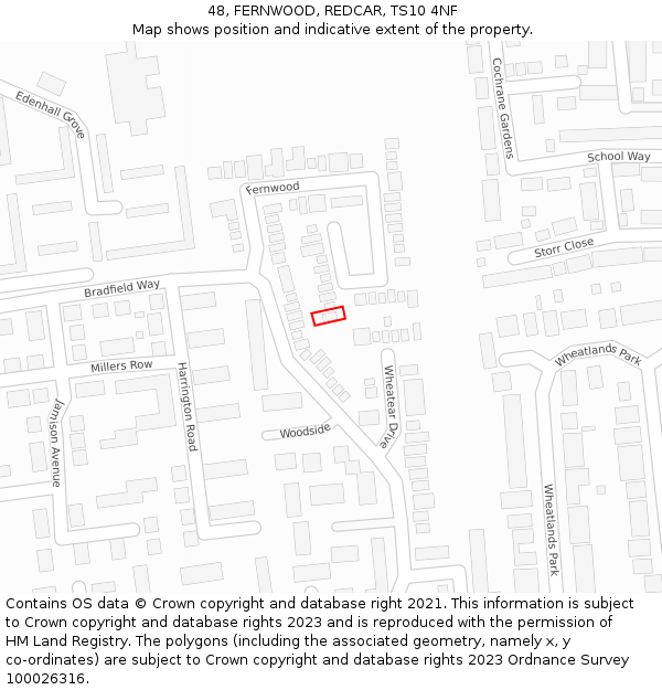 48, FERNWOOD, REDCAR, TS10 4NF: Location map and indicative extent of plot