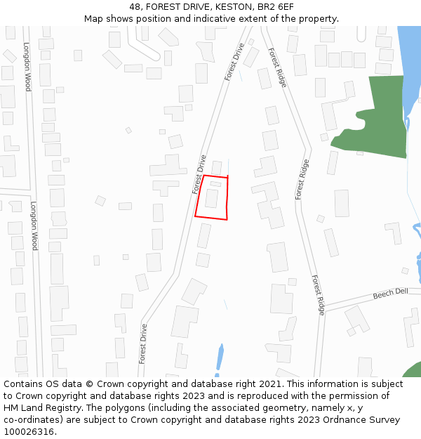 48, FOREST DRIVE, KESTON, BR2 6EF: Location map and indicative extent of plot