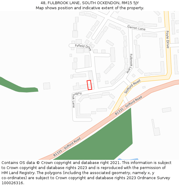 48, FULBROOK LANE, SOUTH OCKENDON, RM15 5JY: Location map and indicative extent of plot