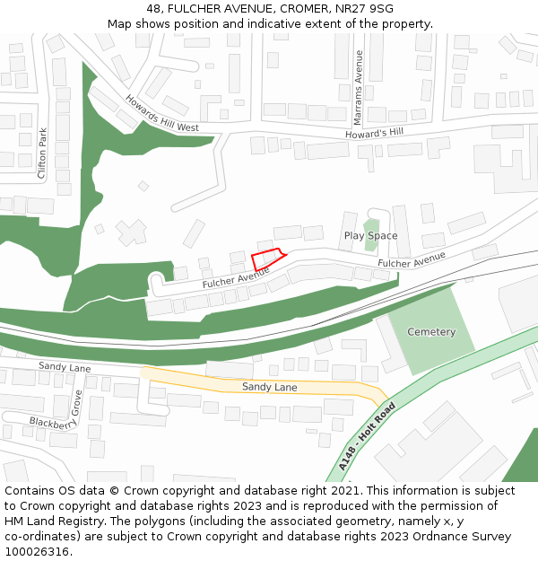 48, FULCHER AVENUE, CROMER, NR27 9SG: Location map and indicative extent of plot