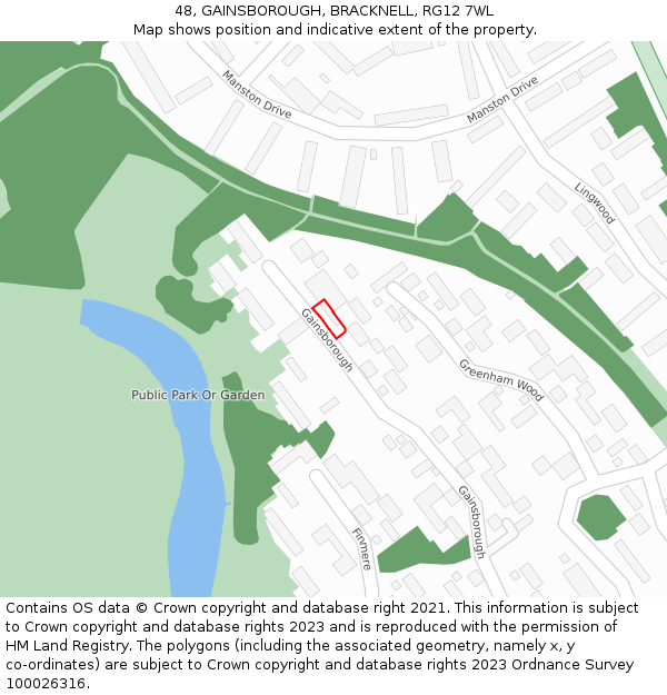 48, GAINSBOROUGH, BRACKNELL, RG12 7WL: Location map and indicative extent of plot