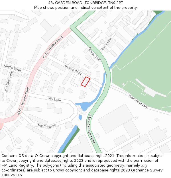 48, GARDEN ROAD, TONBRIDGE, TN9 1PT: Location map and indicative extent of plot