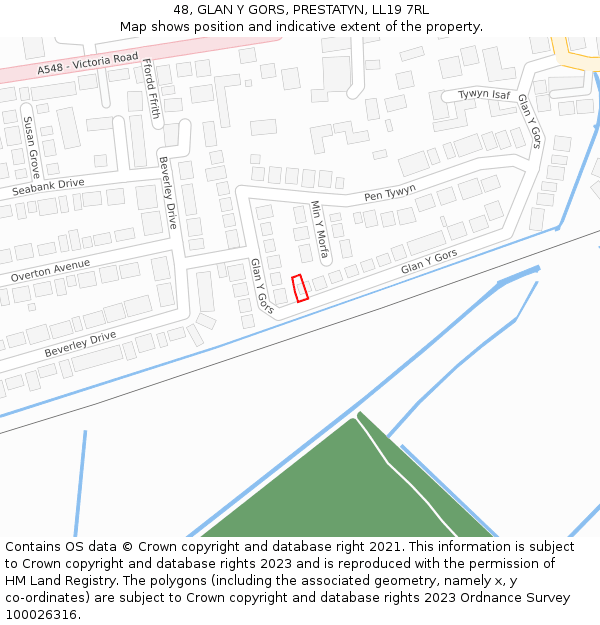 48, GLAN Y GORS, PRESTATYN, LL19 7RL: Location map and indicative extent of plot