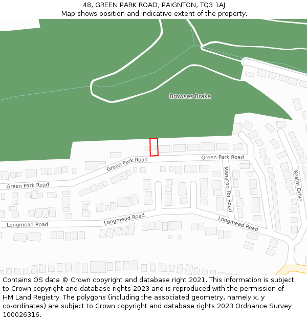48, GREEN PARK ROAD, PAIGNTON, TQ3 1AJ: Location map and indicative extent of plot