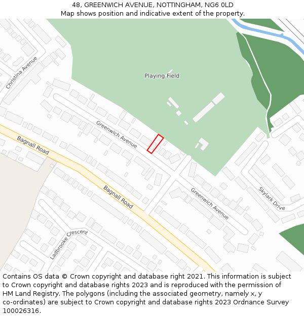 48, GREENWICH AVENUE, NOTTINGHAM, NG6 0LD: Location map and indicative extent of plot