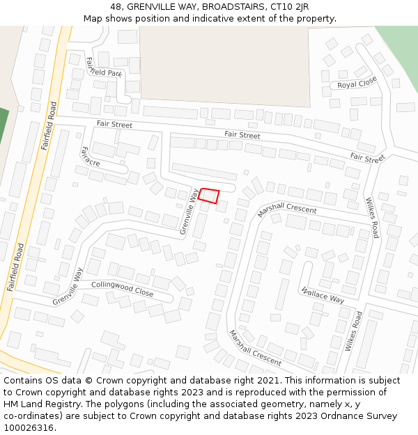 48, GRENVILLE WAY, BROADSTAIRS, CT10 2JR: Location map and indicative extent of plot