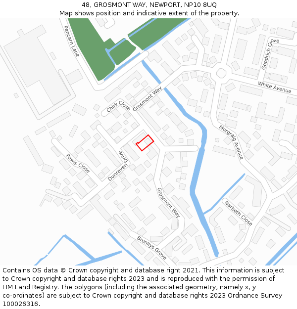 48, GROSMONT WAY, NEWPORT, NP10 8UQ: Location map and indicative extent of plot