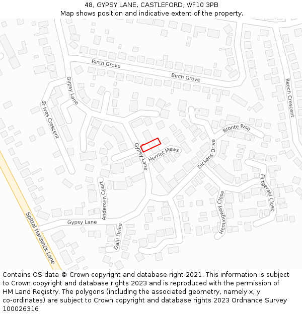 48, GYPSY LANE, CASTLEFORD, WF10 3PB: Location map and indicative extent of plot