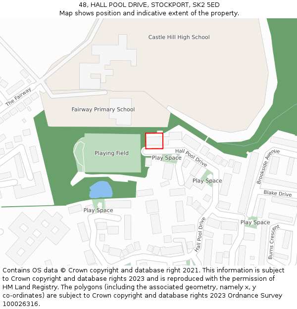 48, HALL POOL DRIVE, STOCKPORT, SK2 5ED: Location map and indicative extent of plot