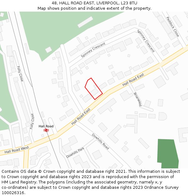 48, HALL ROAD EAST, LIVERPOOL, L23 8TU: Location map and indicative extent of plot