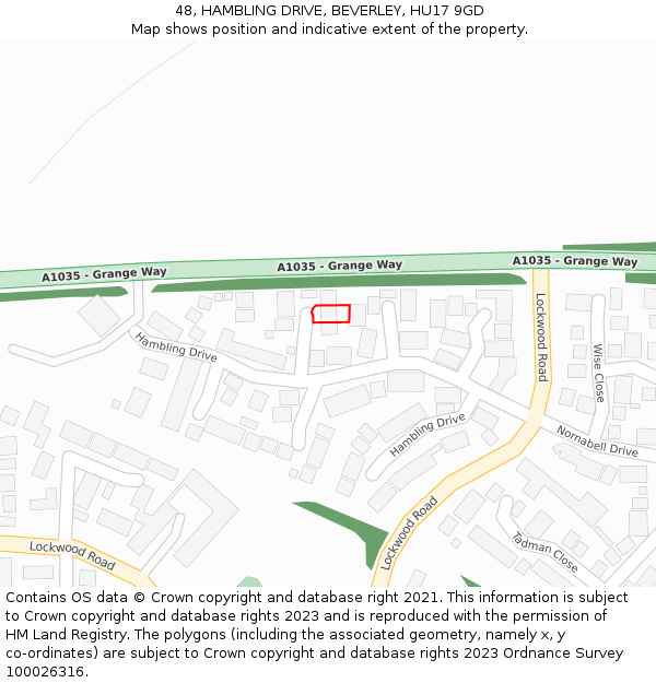 48, HAMBLING DRIVE, BEVERLEY, HU17 9GD: Location map and indicative extent of plot