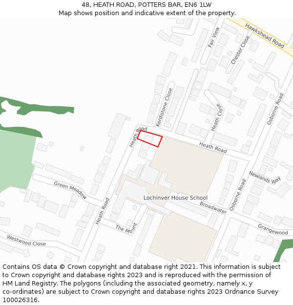 48, HEATH ROAD, POTTERS BAR, EN6 1LW: Location map and indicative extent of plot