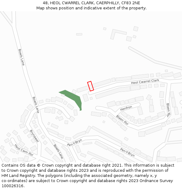48, HEOL CWARREL CLARK, CAERPHILLY, CF83 2NE: Location map and indicative extent of plot