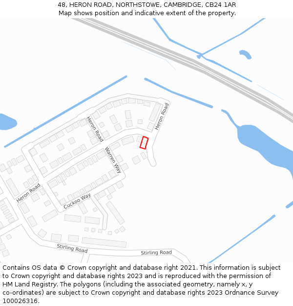 48, HERON ROAD, NORTHSTOWE, CAMBRIDGE, CB24 1AR: Location map and indicative extent of plot