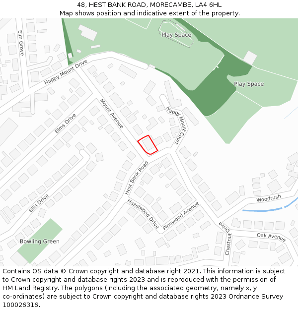48, HEST BANK ROAD, MORECAMBE, LA4 6HL: Location map and indicative extent of plot