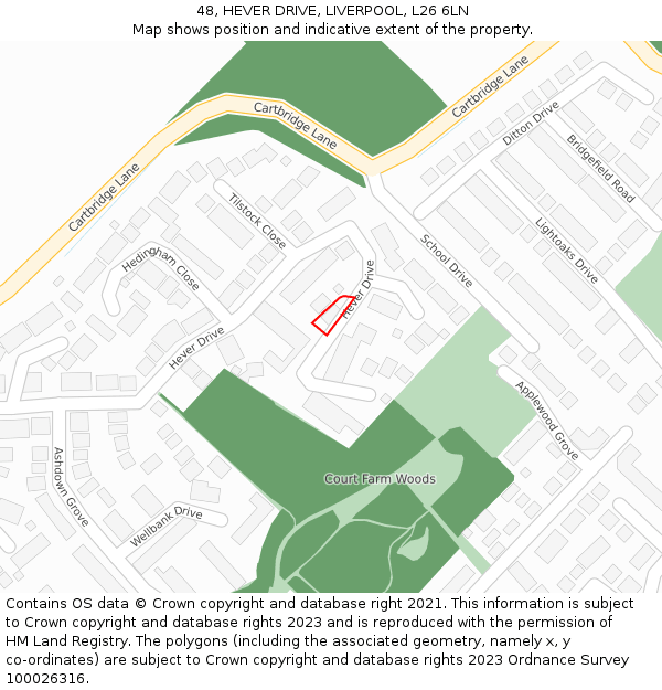 48, HEVER DRIVE, LIVERPOOL, L26 6LN: Location map and indicative extent of plot