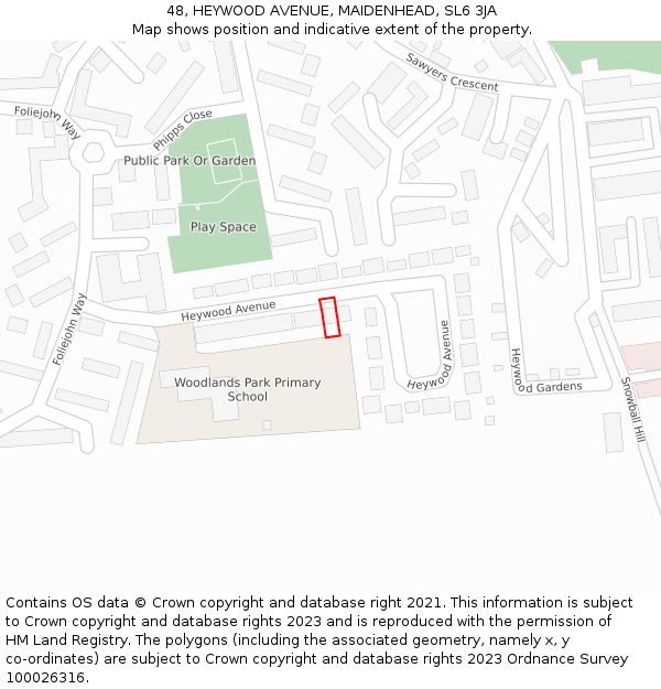 48, HEYWOOD AVENUE, MAIDENHEAD, SL6 3JA: Location map and indicative extent of plot