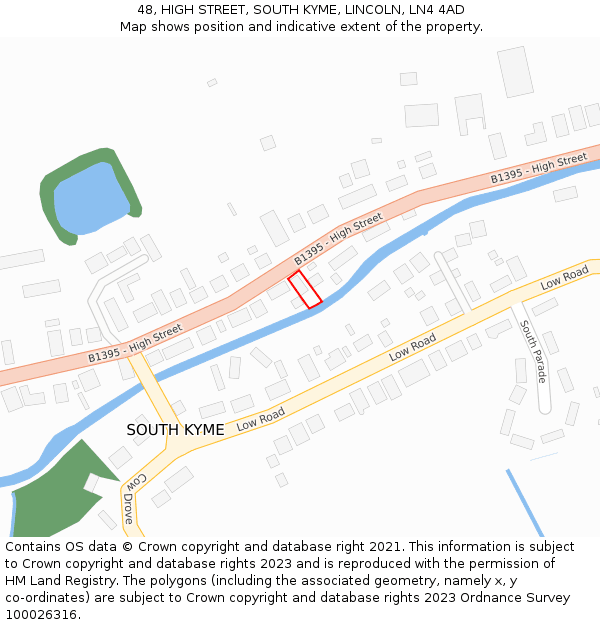 48, HIGH STREET, SOUTH KYME, LINCOLN, LN4 4AD: Location map and indicative extent of plot