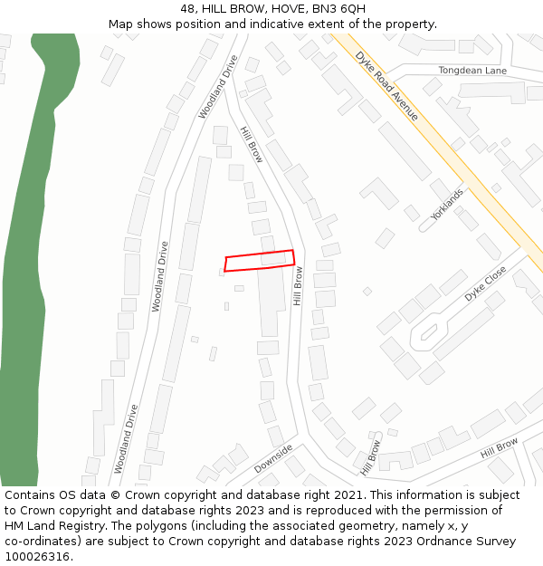 48, HILL BROW, HOVE, BN3 6QH: Location map and indicative extent of plot