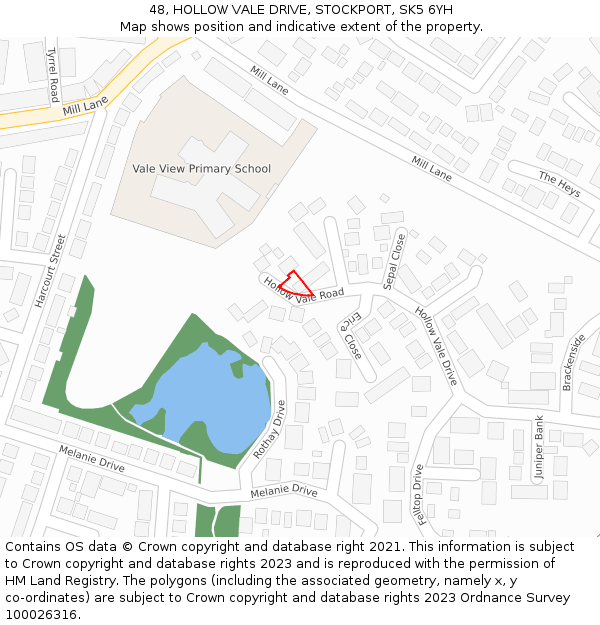 48, HOLLOW VALE DRIVE, STOCKPORT, SK5 6YH: Location map and indicative extent of plot