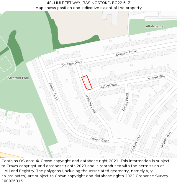 48, HULBERT WAY, BASINGSTOKE, RG22 6LZ: Location map and indicative extent of plot