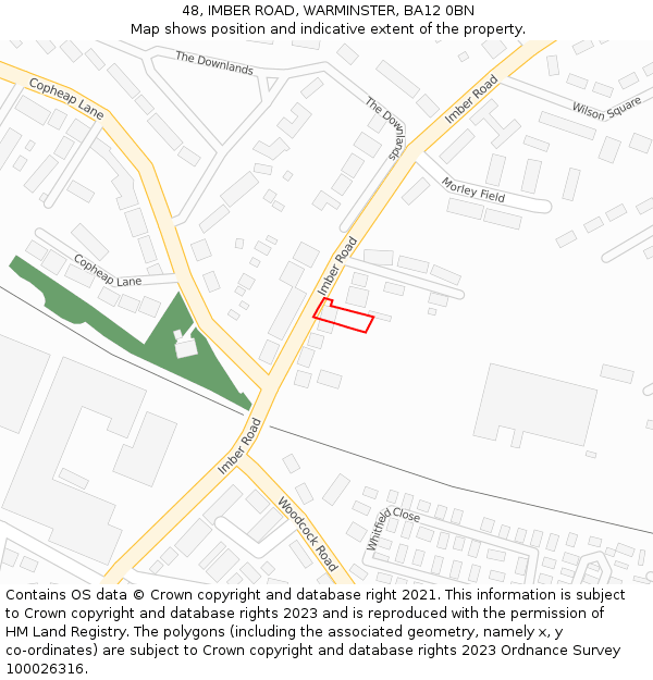 48, IMBER ROAD, WARMINSTER, BA12 0BN: Location map and indicative extent of plot