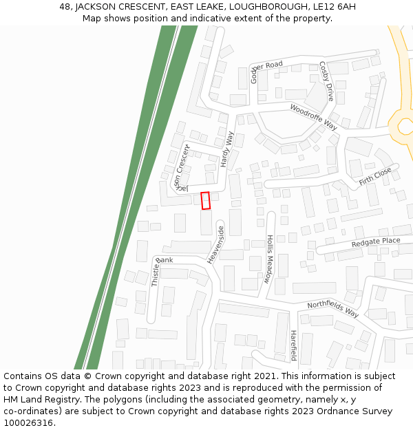 48, JACKSON CRESCENT, EAST LEAKE, LOUGHBOROUGH, LE12 6AH: Location map and indicative extent of plot