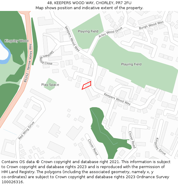 48, KEEPERS WOOD WAY, CHORLEY, PR7 2FU: Location map and indicative extent of plot