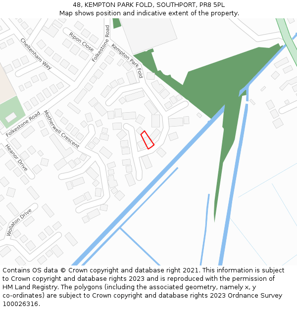 48, KEMPTON PARK FOLD, SOUTHPORT, PR8 5PL: Location map and indicative extent of plot