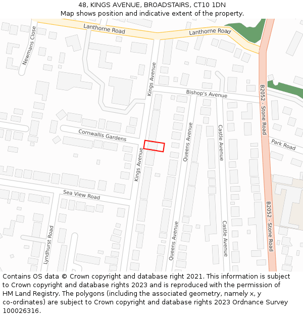 48, KINGS AVENUE, BROADSTAIRS, CT10 1DN: Location map and indicative extent of plot