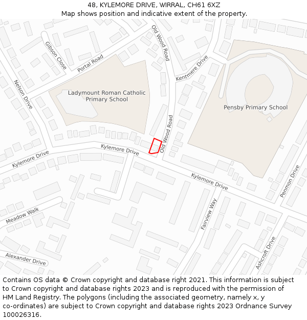 48, KYLEMORE DRIVE, WIRRAL, CH61 6XZ: Location map and indicative extent of plot